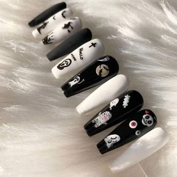 Ghost Town ☠️👻 Custom Press On Nails | High Quality Nails | Handmade - Picture 2 of 11